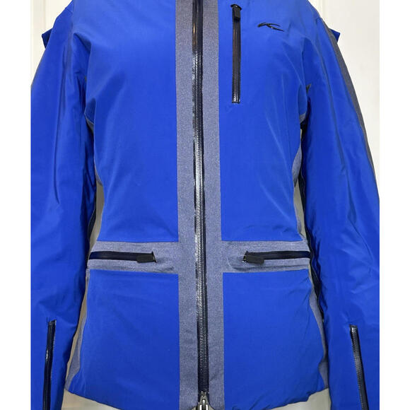 KJUS Nuna Ski Jacket 100% Duck Down Hooded Blue Gray Womens 36/ S Zip Pockets - Picture 6 of 9